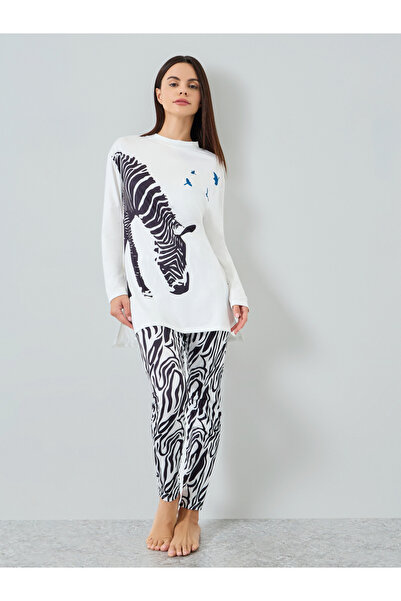 Take Two By Styli Women Zebra Graphic Printed Top and Pyjama Set