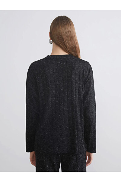 LC Waikiki طاقم الرقبة بريق سترة تريكو المرأة