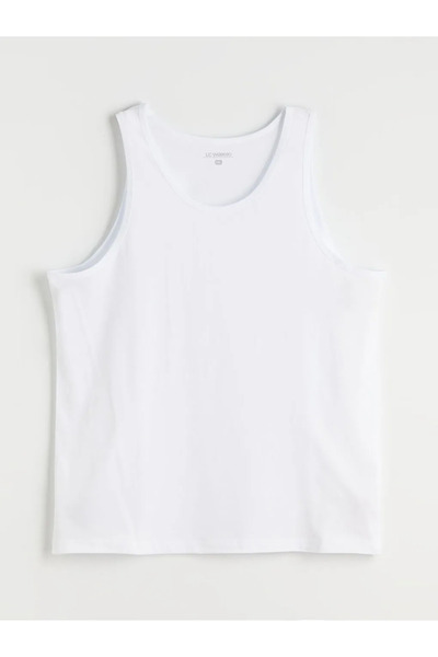 LC Waikiki White Plus Size U-Neck Combed Cotton Men's Undershirt 3-Piece