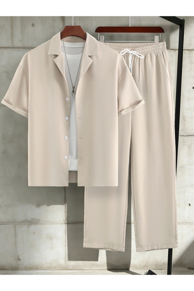 Take Two By Styli Men Short Sleeve Shirt and Pocket Detail Pants Co-Ords