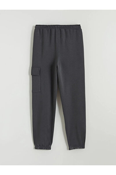 LC Waikiki Anthracite elastic waist thick cargo sweatpants for boys