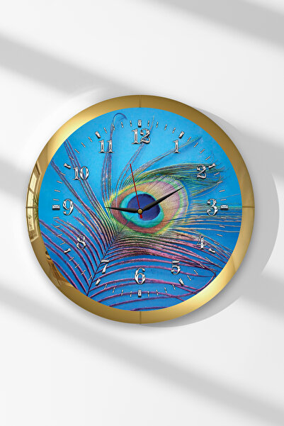 Zevahir Mobilya Dekorasyon Ceas de perete rotund din MDF cu tematică cu pene ...