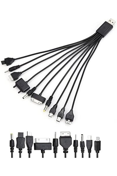 The Bros شاحن متعدد الاستخدامات 10 في 1 لجميع الأجهزة، كابل بطول 7.87 بوصة، ك...