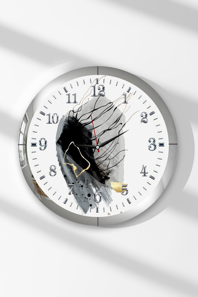 Zevahir Mobilya Dekorasyon Ceas de perete rotund din MDF cu tematică Black St...