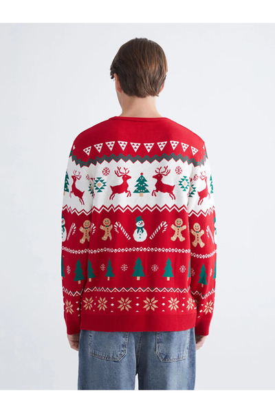 LC Waikiki Crew Neck New Year's Themed Men's Knitwear Sweater