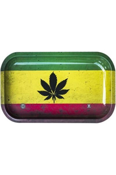 OEM Medium Rolling Tray Rasta Leaf Metal (27cm/16cm)