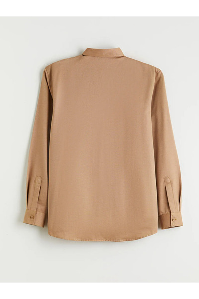 LC Waikiki Brown Front Button Closure Plain Long Sleeve Men's Shirt