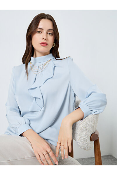 Styli Women Ruffle Blouse with Chain Detail