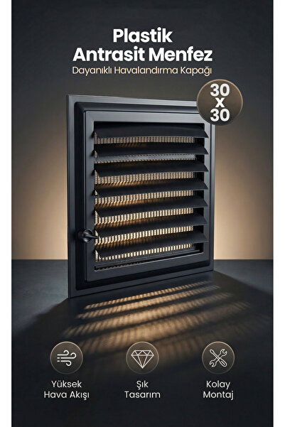 ÖZFIRAT PVC YAPI Plastik Havalandırma Menfezi - WC & Banyo Uyumlu - Antrasit ...