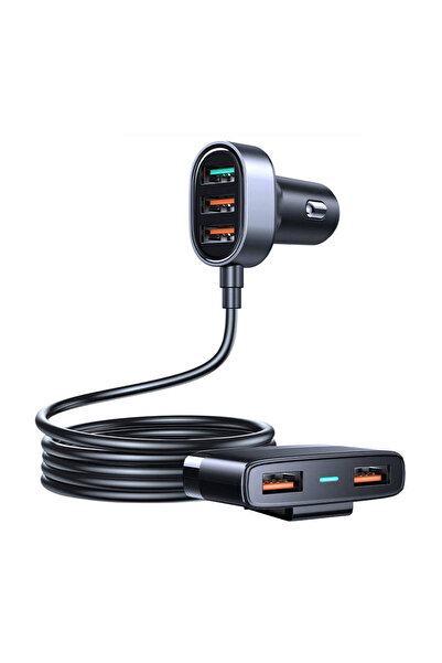Joyroom Încărcător auto JR-CL03 5xUSB, încărcare rapidă 45W cu cablu prelungitor