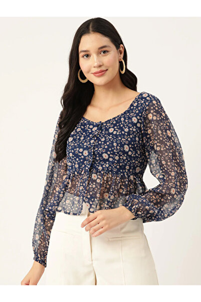 RUE COLLECTION By Styli Women Floral Chiffon Peplum Top