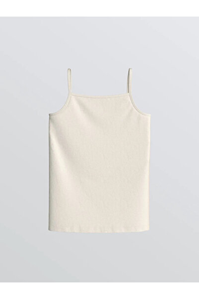 LC Waikiki Tricou pentru fete cu guler pătrat, ecru, pachet de 2