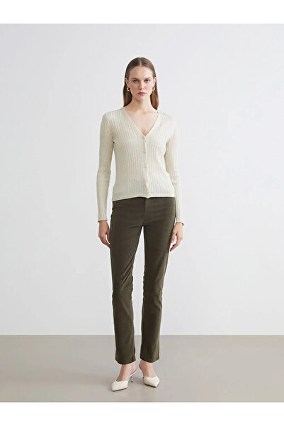 LC Waikiki Khaki Slim Fit Velvet Women's Trousers