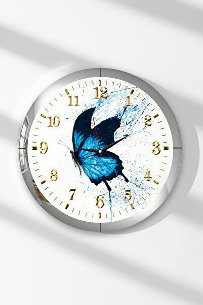 Zevahir Mobilya Dekorasyon Ceas de perete rotund din MDF cu tematică fluture ...