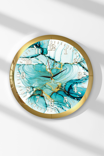Zevahir Mobilya Dekorasyon Ceas de perete rotund din MDF cu tematică Blue Wav...