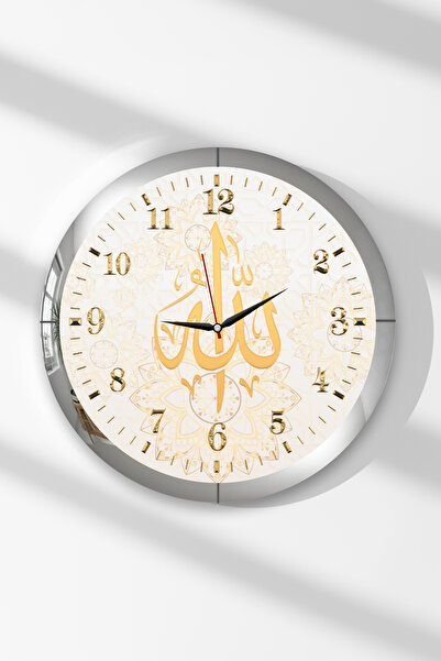 Zevahir Mobilya Dekorasyon Ceas de perete rotund din MDF cu rama argintie cu ...