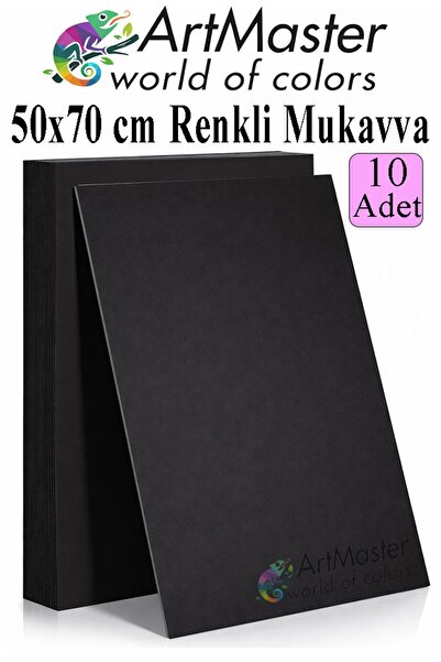 Artmaster Siyah Renkli Mukavva 50x70 cm 10 Adet 1 Paket Renkli Sert Karton 1....