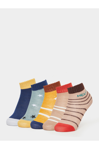 Styli Pack of 5 - Color Block Printed Socks
