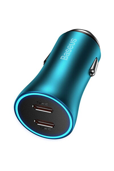Baseus +Golden Contactor Pro car charger, 2x USB-C, 40W Blue