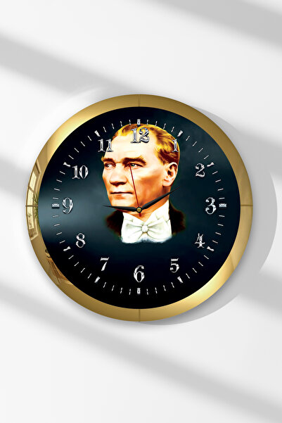 Zevahir Mobilya Dekorasyon Ceas de perete rotund din MDF cu tematică Ataturk,...