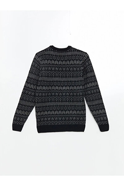 LC Waikiki طاقم الرقبة طويلة الأكمام منقوشة سترة تريكو للرجال