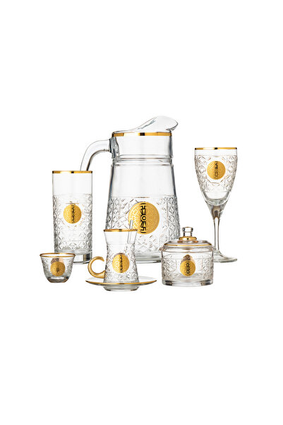 Dania طقم كريستال تركي فاخر 76 قطعة – مزخرف باللون الذهبي | فخامة متكاملة للض...