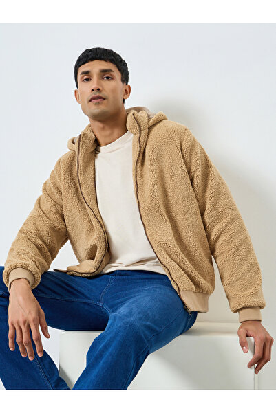 Styli Men Oversized Fit Sherpa Hooded Jacket