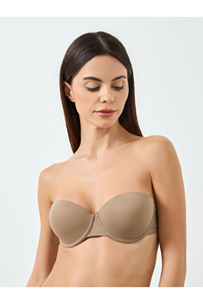 Take Two By Styli Solid Detachable Strap Padded Wired Bra with Transparent Sh...