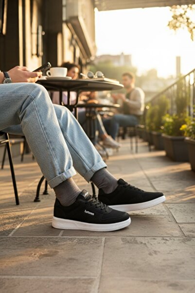 enoch حذاء رياضي كاجوال شبكي للرجال بنعل أسود وأبيض - حذاء رياضي مريح يسمح با...