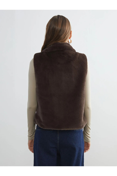 LC Waikiki Mock Neck Women's Fur Vest