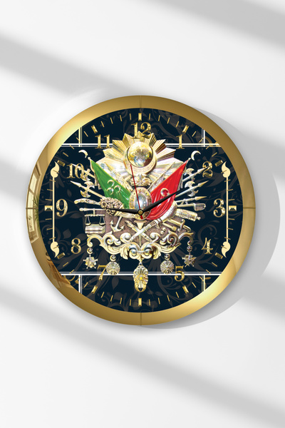 Zevahir Mobilya Dekorasyon Ceas de perete rotund din MDF cu tematică Tughra o...