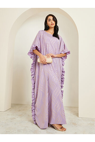 Styli Women Purple Maxi Kaftan with Gold Print