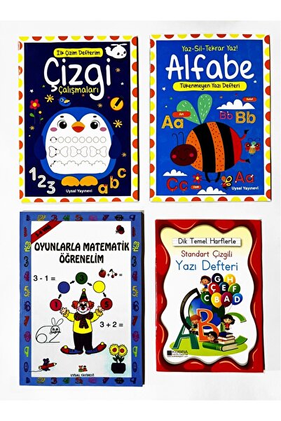 Uysal Yayınevi İlkokula Hazırlık Seti (Matematik, Çizgi Çalışması, Alfabe, Ya...