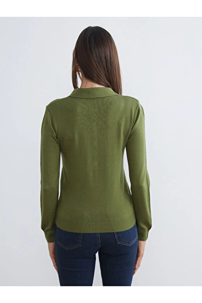 LC Waikiki Green Polo Neck Women's Knitwear Sweater