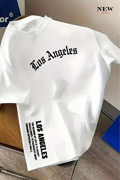 New Shine تي شيرت مطبوع للجنسين من لوس أنجلوس