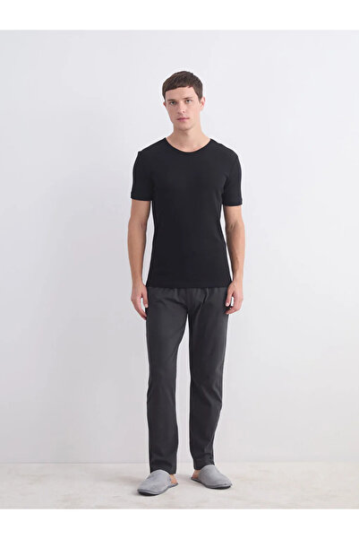 LC Waikiki Black Crew Neck Short Sleeve Thermal Men's Undershirt