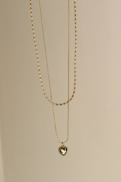 Beca Atelier 316L Çift Zincir Kalp Kolye