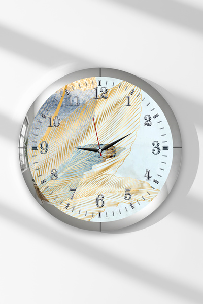 Zevahir Mobilya Dekorasyon Silver Framed Wing of Time Themed Round Mdf Wall C...