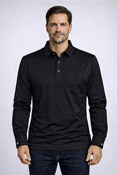 YAKAMEL Cămașă pentru bărbați cu guler, mânecă lungă, mâneci căptușite, trico...