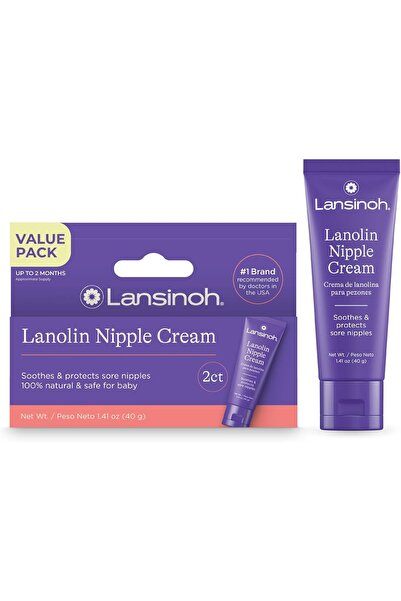 Lansinoh كريم حلمات اللانولين آمن للطفل الرضيع، زبدة حلمات طبيعية 100% للأم، ...