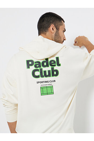 Styli Men Cream Padel Club Graphic Terry Hoodie