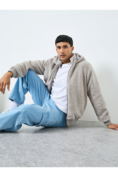 Styli Men Oversized Fit Sherpa Hooded Jacket