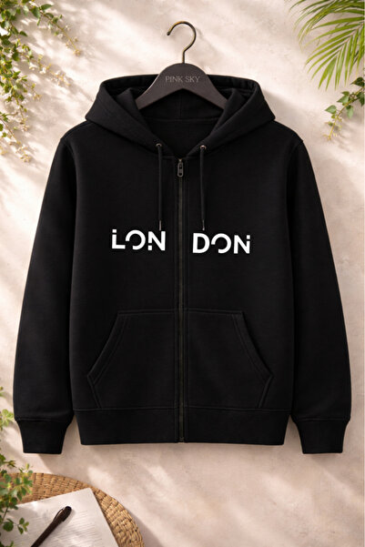 Pink Sky Unisex Printed Zipper Hooded Sweatshirt