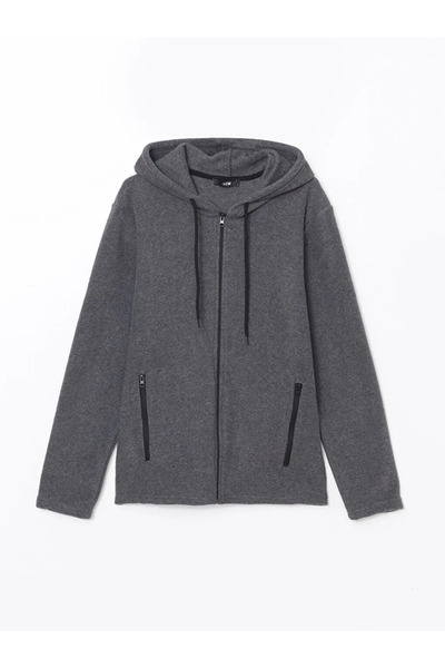 LC Waikiki Hooded Long Sleeve Fleece Men's Zip-Up Sweatshirt