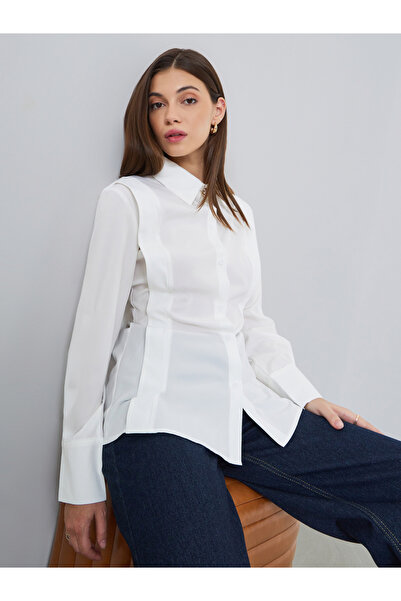 Styli Women White Solid Oversized Buttoned Shirt