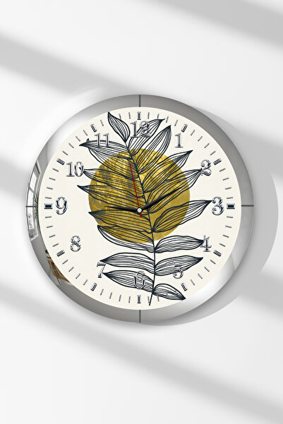 Zevahir Mobilya Dekorasyon Ceas de perete rotund din MDF cu tematică a frunze...