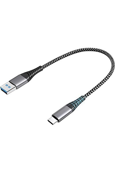 The Bros 15cm Short USB C Cable A to Type C 3A Fast Charger Nylon Braided Cor...