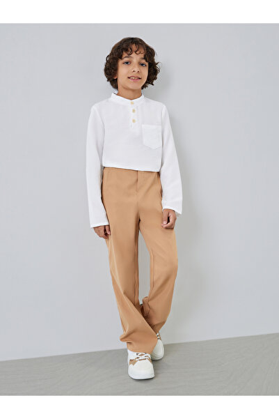 Styli Boys White Shirt and Beige Pant Set