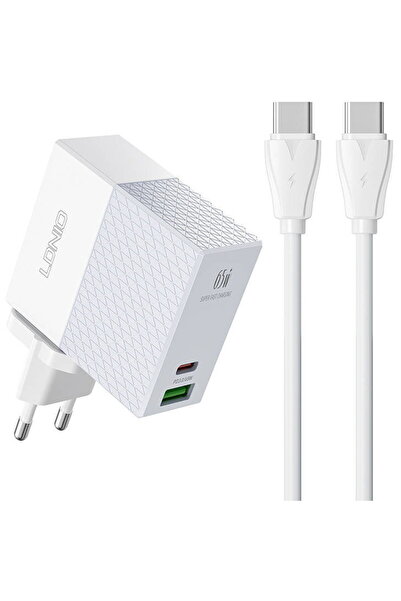 LDNIO Cu Cablu USB-C 65W, 3A, 1 x USB-A - 1 x USB-C, Alb