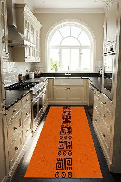 Etnik Dekor Hitit Dekor Desenli Dijital Baskı Kaymaz Taban Makinede Kolay Yık...